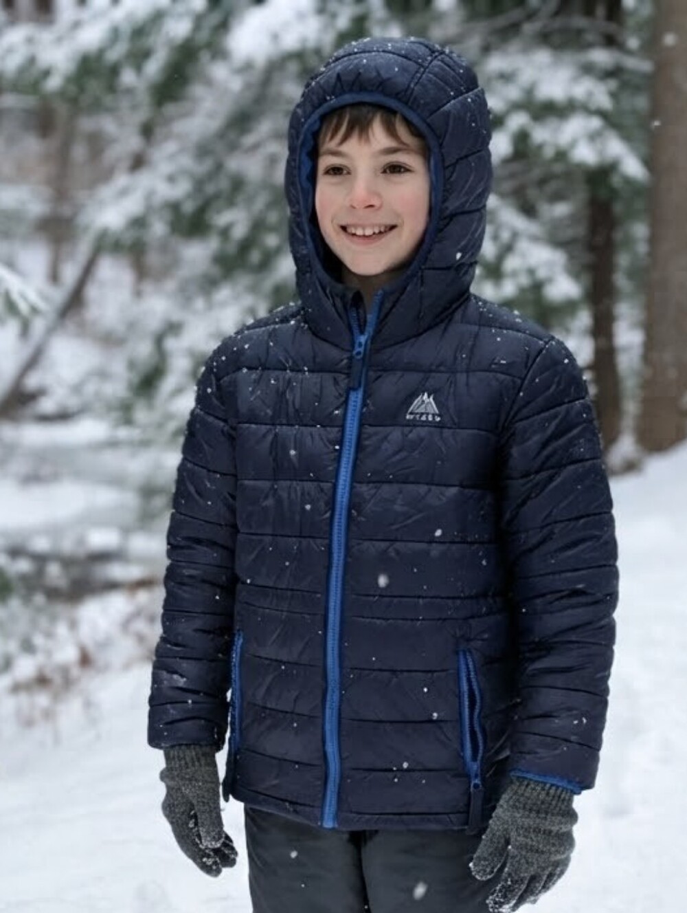 Snozu Dark Blue Puffer Jacket with Bag